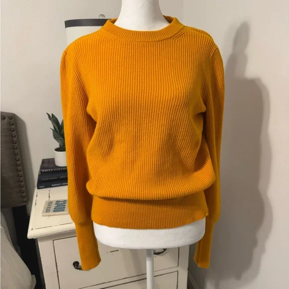 Ann Taylor Bold Mustard Crew Neck Sweater - Picture 1 of 4